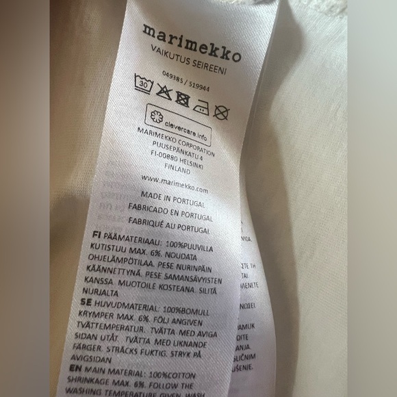 Marimekko T-shirt White with Graphic Art in Red and Tan Size L - Picture 12 of 13